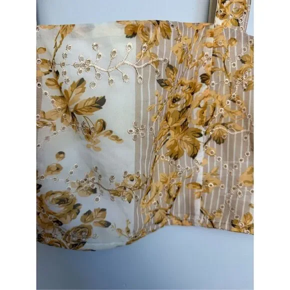 12th Tribe Versailles yellow floral cropped tank Medium - Picture 4 of 8